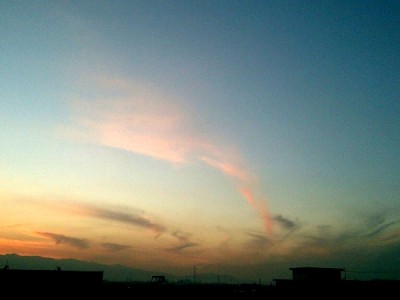 夕焼け-筋雲